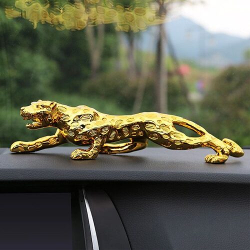 Jaguar Leopard Sculpture For Dashboard Decoration - Golden Large